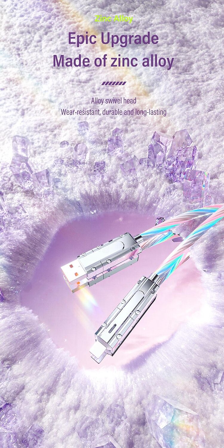 PD27W 100W Zinc Alloy 2-tow 2-star Dazzling Streamer Fast Charging Data Cable 4-in-1 Luminous Charging Cable 2025 - $16.99 –P4