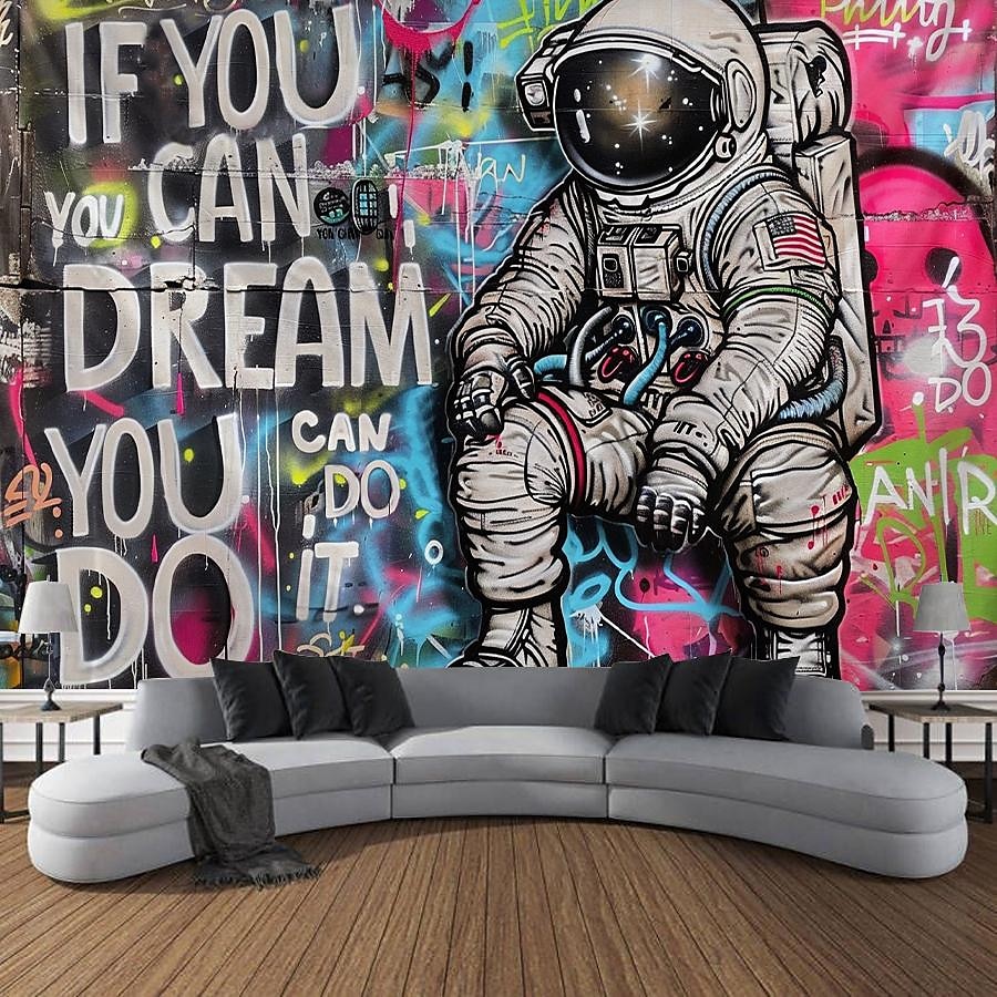 gata graffiti astronaut hängande gobeläng väggkonst stor gobeläng väggmålning dekor fotografi bakgrund filt gardin hem sovrum vardagsrum dekoration 2025 - $16.99 –P9