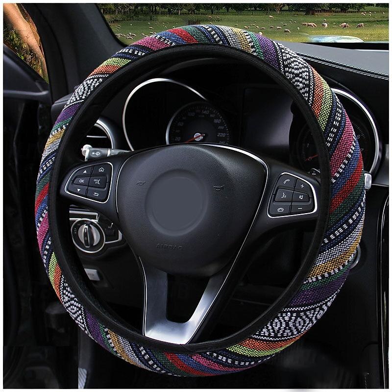 Fyautoper nova capa de volante de carro étnica de linho sem anel interno capa de alça elástica de 2025 por $14.99 –P6