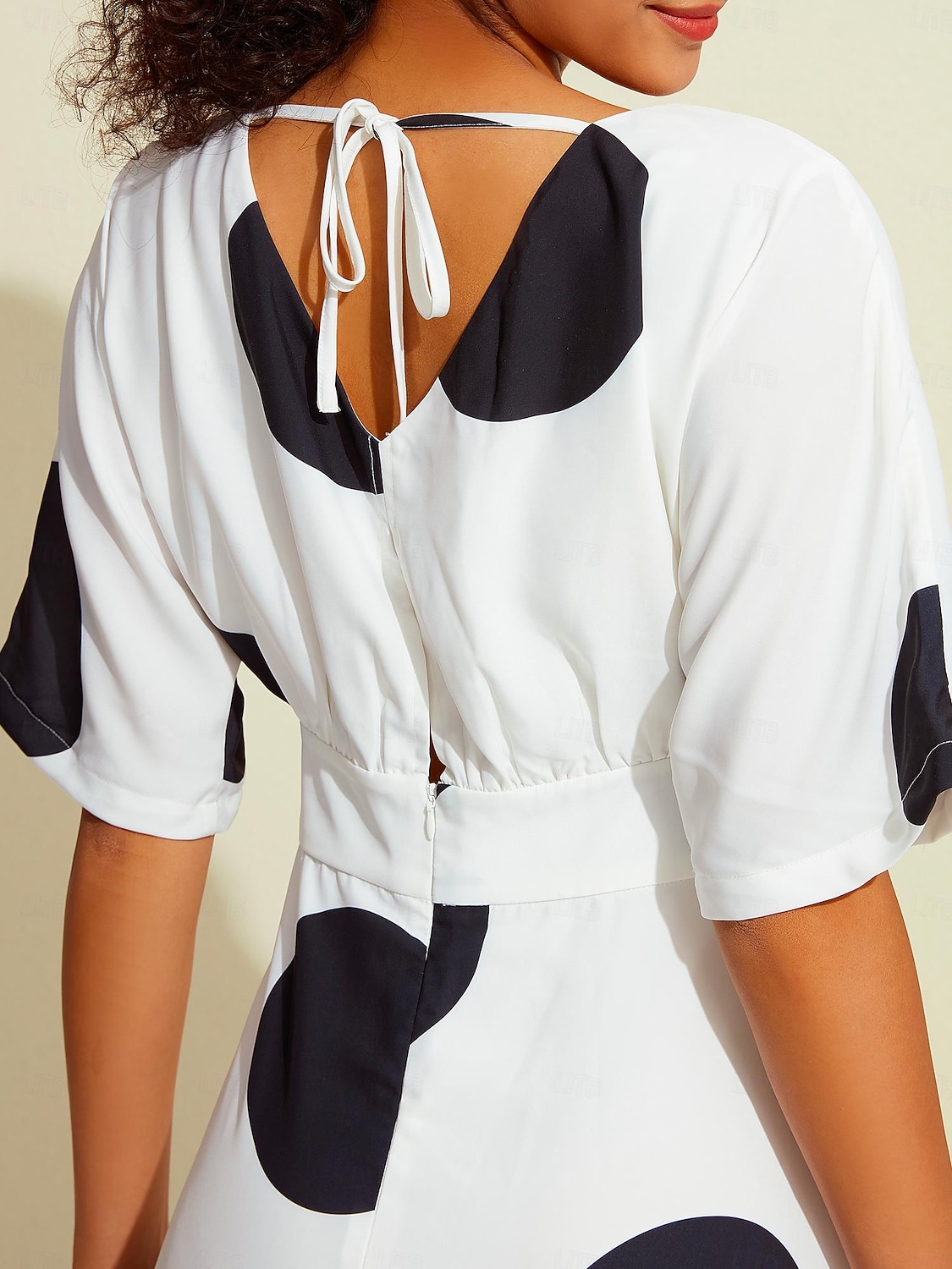 Femmes Ourlet Maxi Maxi en Satin Robe maxi Blanche Demi Manches À pois Dos attaché Poche cachée à la taille Été Printemps & Automne Col en V Décontracté Quotidien S M L de 2025 ? $141.99 –P2
