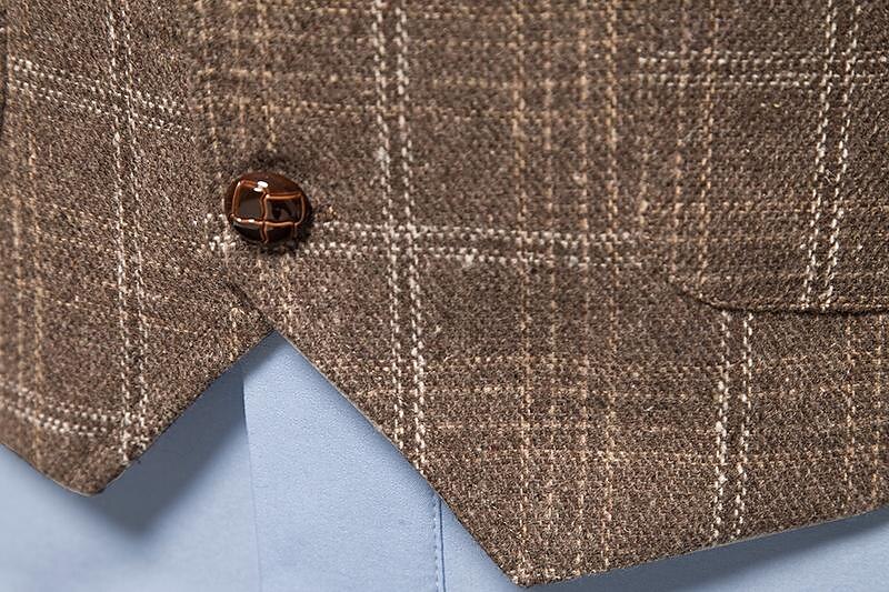 Męskie Kamizelka Biznes Codzienny Wesele Sukienka Wygodny Wiosna, jesień, zima, lato Poliester 95% poliester 5% spandex Pled / Check Zapinana z przodu na guziki W serek Regularny Czarny Khaki Szary 2025 - $33.99 –P3