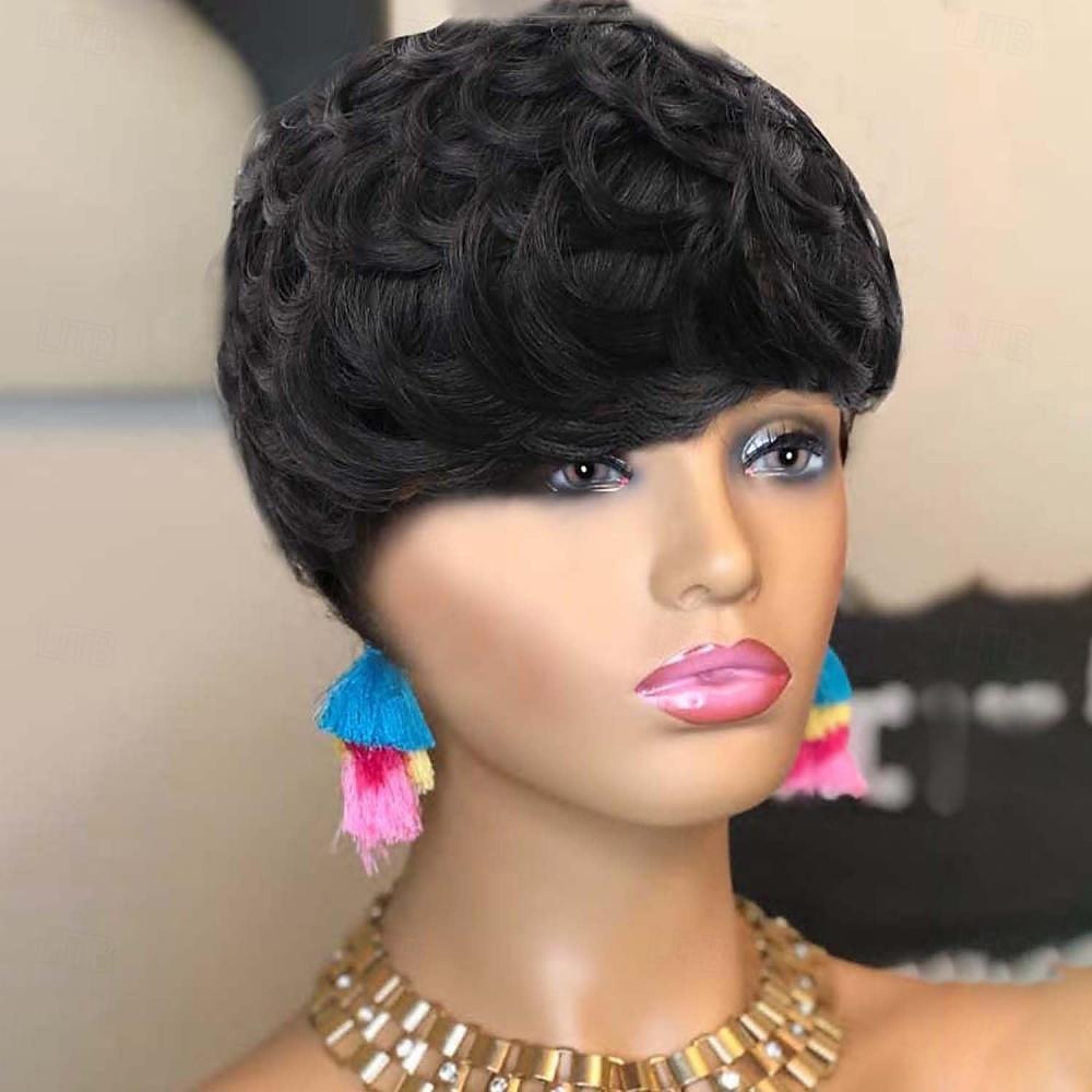 kort krullend pixie cut pruik menselijk haar korte pruiken voor zwarte vrouwen pixie cut pruiken menselijk haar kort menselijk haar pixie cut lijmloze pruik korte pruiken natuurlijk krullend kleur 1b 2025 - $47.99 –P3
