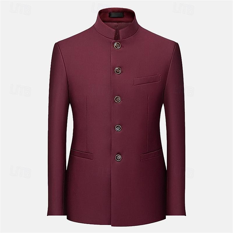 Voor heren Blazer liiketoiminta Cocktailparty Bruiloft Modieus Casual Lente & Herfst Polyester Effen nappi Zak Comfortabel Enkele rij knopen Blazer Zwart Wit Geel Rood 2026 - $75.99 –P7