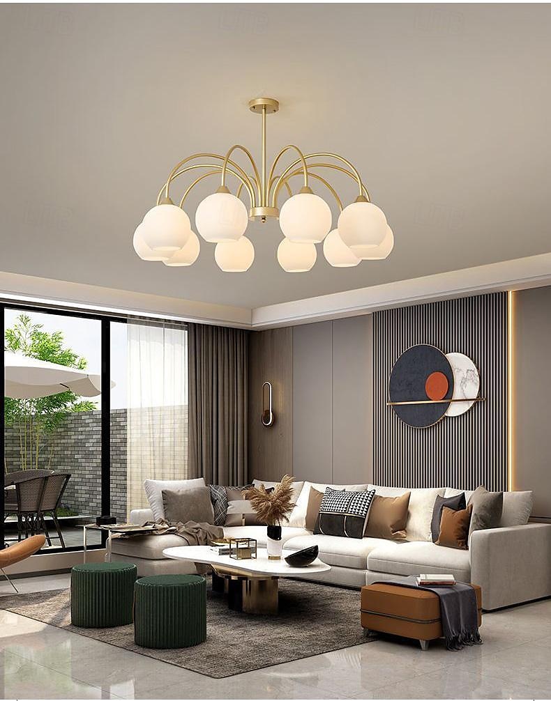 led függőlámpa 65/85cm 6/8 fény század közepén modern e27 csillár nagy fehér gömb sputnik vintage sárgaréz süllyesztett mennyezeti lámpa konyhasziget függőlámpa matt üveggolyós függőlámpa 110-240v 2025 - $299.99 –P7