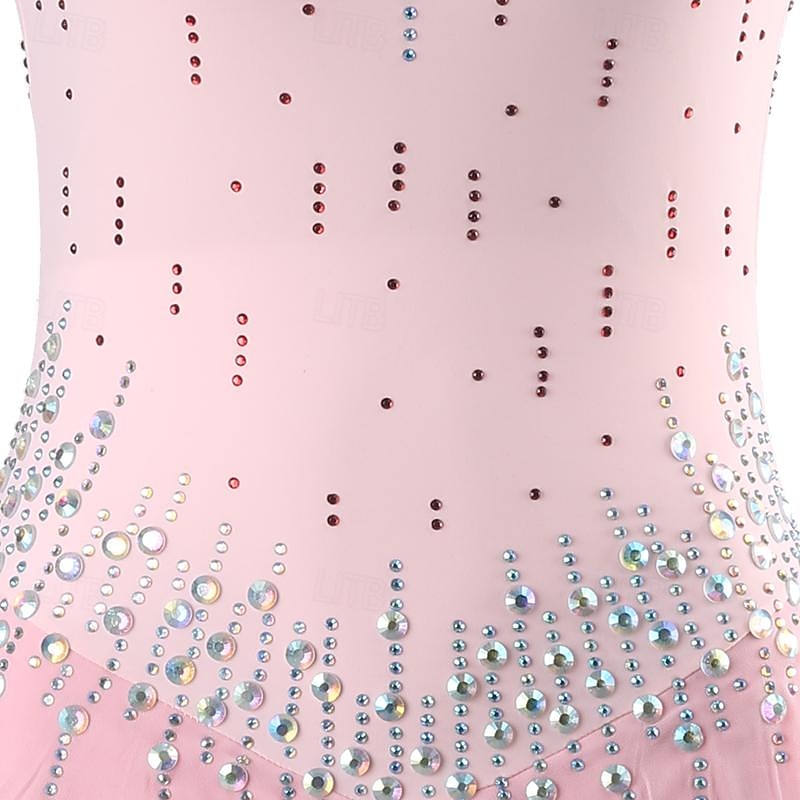 Eiskunstlaufkleid Damen Mädchen Eislaufen Kleider Rosa Patchwork Rückenfrei Gitter Spandex Hochelastisch Ausbildung Praxis Professionell Eiskunstlaufkleidung Klassisch Kristalle Langarm Eislaufen 2026 - $233.59 –P7