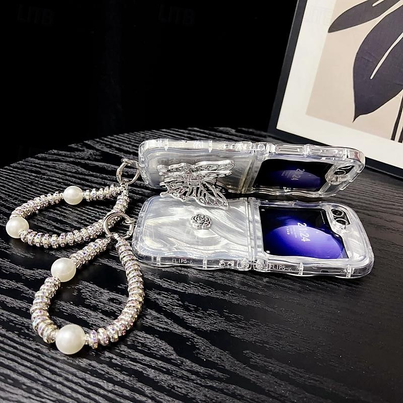 2025年 電話 ケース 用途 サムスンのギャラクシー Zフリップ6 Z Flip 5 Z Flip 4 Z Flip 3 バックカバー リストストラップ付き 耐衝撃 TPU  コレクション – $14.99 –P14