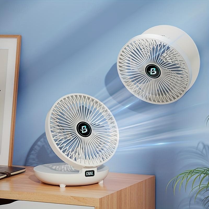přenosný nástěnný stolní ventilátor-3 rychlosti, tichý bezkomutátorový motor, stolní malý ventilátor usb typ-c nabíjení, skládací vzduchový chladič pro domácnost, kancelář a cestování 1ks 2025 - $20.99 –P3