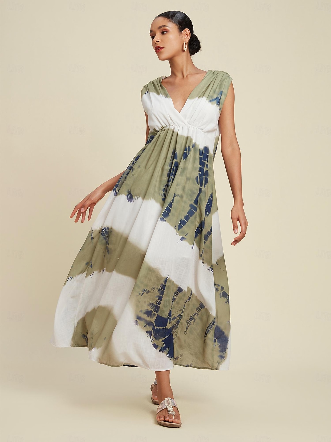 Per donna Abito Elegante Abito Lungo Maxi Abito Verde Senza Maniche Sfumatura Stampa Estate Scollo a V Vacanza Casual Quotidiano S M L del 2026 a $125.99 –P1