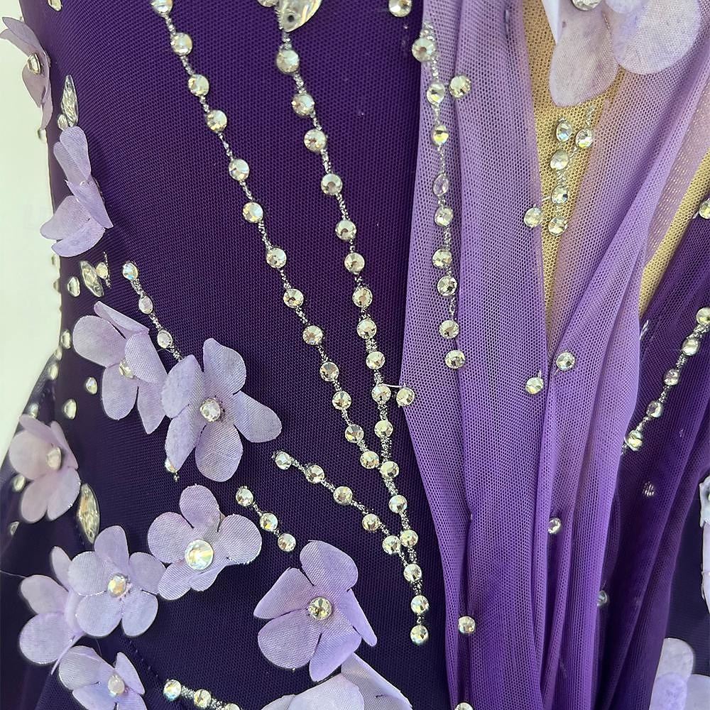 Rochie de Patinaj Artistic Pentru femei Fete Πατινάζ στο πάγο Rochii Mov Mâneci cu Gaura Vopsirea Halo Înaltă Elasticitate Profesional Competiție Ținută Patinaj Termic cald Cristale / Strasuri Manșon 2026 - $335.69 –P6
