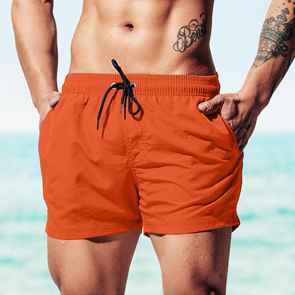Herre Surfeshorts Badeshorts Snorer Elastisk midje عادي Komfort Hurtigtørkende Kort Ferie Strand Helg Mote Fritid Vannmelon Rød Gressgrønn Mikroelastisk 2026 - $12.49 –P12