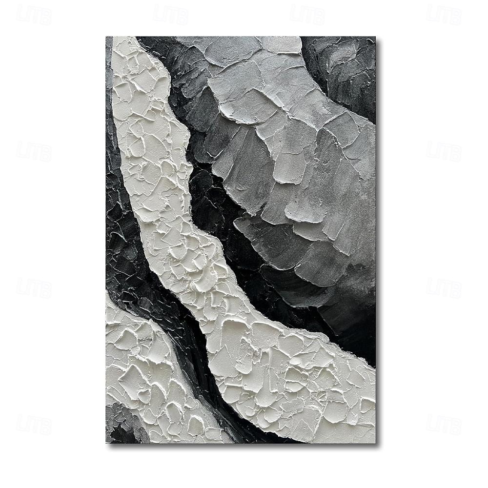 ручная роспись маслом холст настенное искусство украшение абстрактная текстура черный, белый и серый для домашнего декора, свернутая бескаркасная нерастянутая картина 2025 - $47.99 –P1