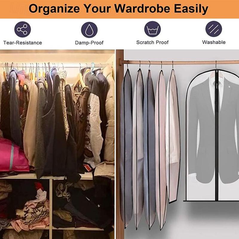 6 Pack Breathable Clothes Covers with Zip 60x80cm Hanging Garment Covers Bags Moth-Proof Storage Bag for Men Suit Dress Bag Covers Dust Cover for Wardrobe Storage and Travel Clear 2025 - $17.99 –P1