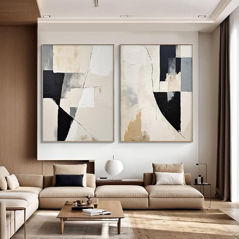 arte minimalista bege branco preto feita à mão arte de parede wabi-sabi bege brancogrande arte de parede abstrata begearte texturizada preta pintura a óleo de 2026 por $176.99 –P4