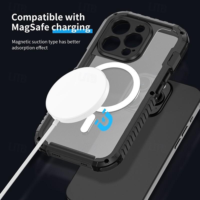 2025年 電話 ケース 用途 iPhone 16 15 14 Pro Max Plus 15 14 Pro Max バックカバー 磁気吸着ケース 半透明 ワイヤレス充電をサポート 耐衝撃 PC メタル シリコーン  コレクション – $27.99 –P6
