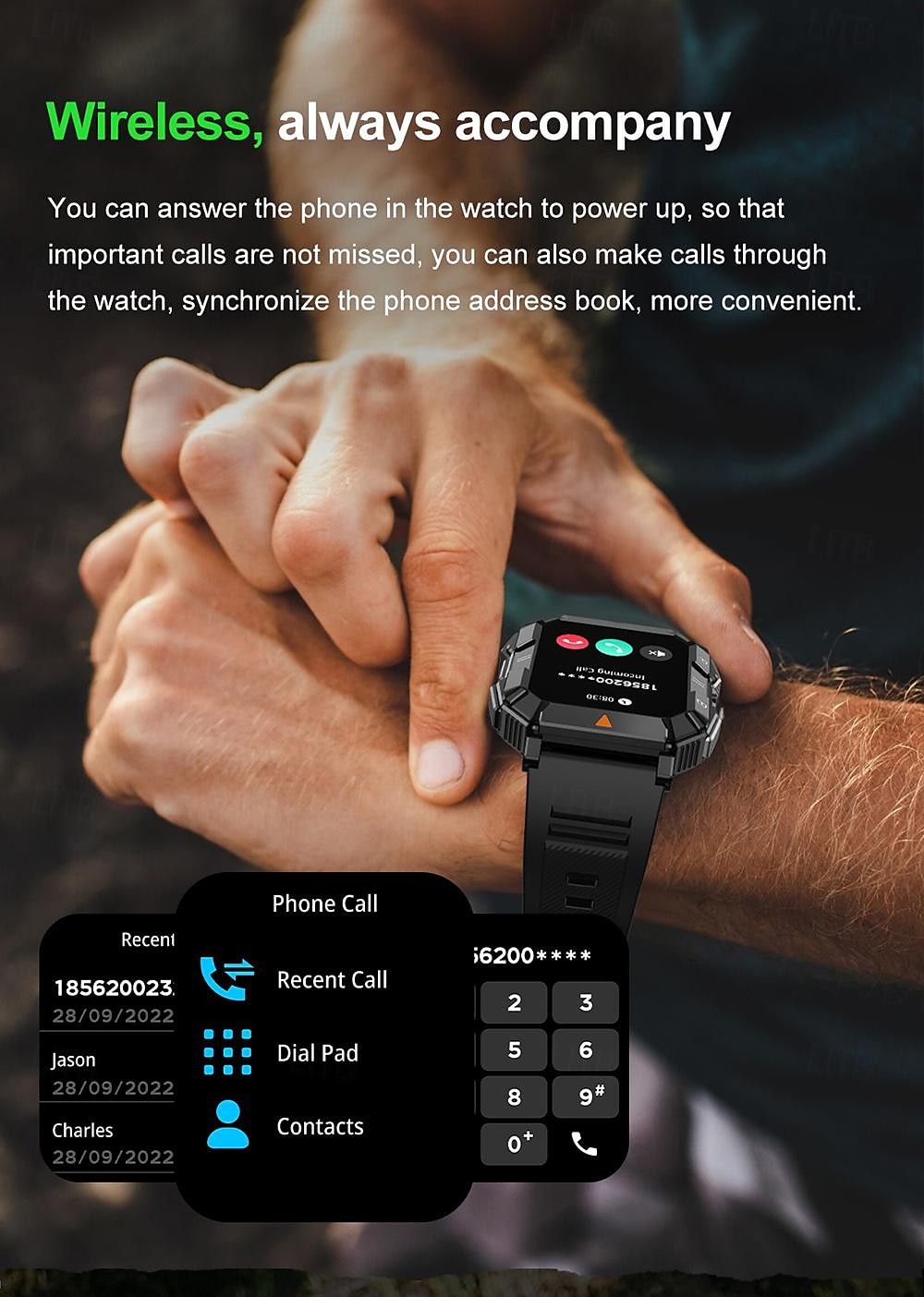 2025年 imosi yk03 スマートウォッチ 1.83インチ スマートウォッチ フィットネス ランニングウォッチ ブルートゥース 歩数計 通話リマインダー 睡眠トラッカー LEDフラッシュライト対応 男性用スマートウォッチ  コレクション – $31.99 –P6