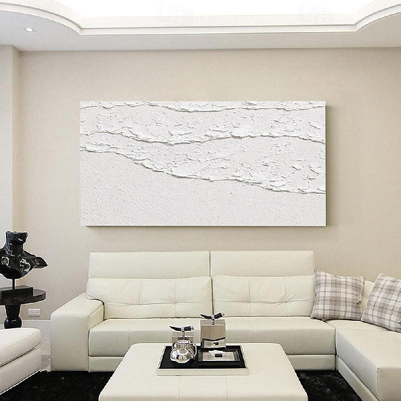 weiße Wellen abstrakte Malerei handgemachte weiße Wand Kunst horizontale Malerei Kunst weiß strukturierte Welle Malerei Wand Kunst weiß Leinwand Ölgemälde Wand Kunst weiß abstrakte Ozean Wand Kunst 2025 - $69.99 –P5