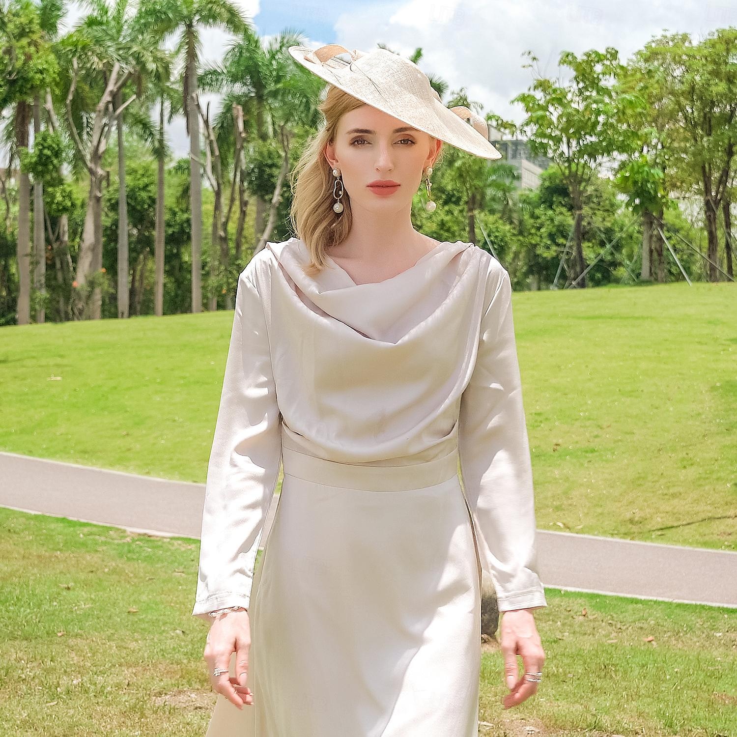 pannebånd hatter lin bowler / cloche lue bøtte lue solhatt bryllup teselskap elegant bryllup med fjær sløyfe hodeplagg hodeplagg 2025 - $50.99 –P13