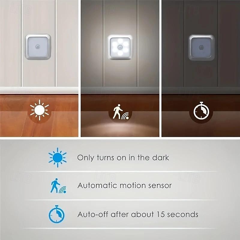 3pcs LED Motion Sensor Night Light Set, 6LED Closet Cabinet Sensor Light Automatic Infrared Activated Battery Powered for Novelty Place Closet, Cabinet, Stair, Bedroom, Corridor, Toilet, Wardrobe 2025 - $34.99 –P4