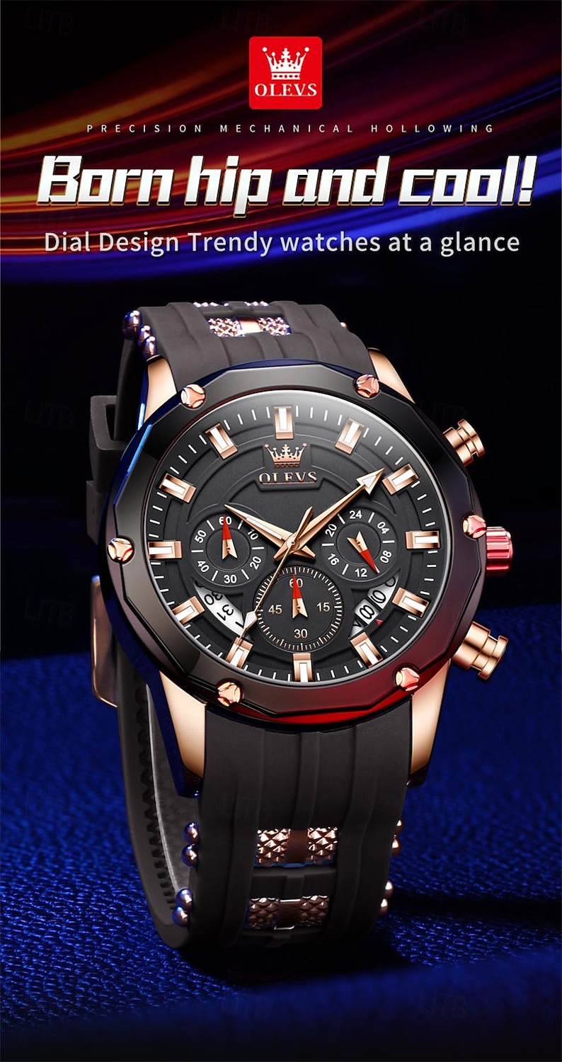 New Olevs Brand Men'S Business Watch Luminous Chronograph 24-Hour Indication Fashion Trend Multifunction Quartz Watch Waterproof Leisure Sports Men'S Wristwatch 2025 - $34.99 –P1