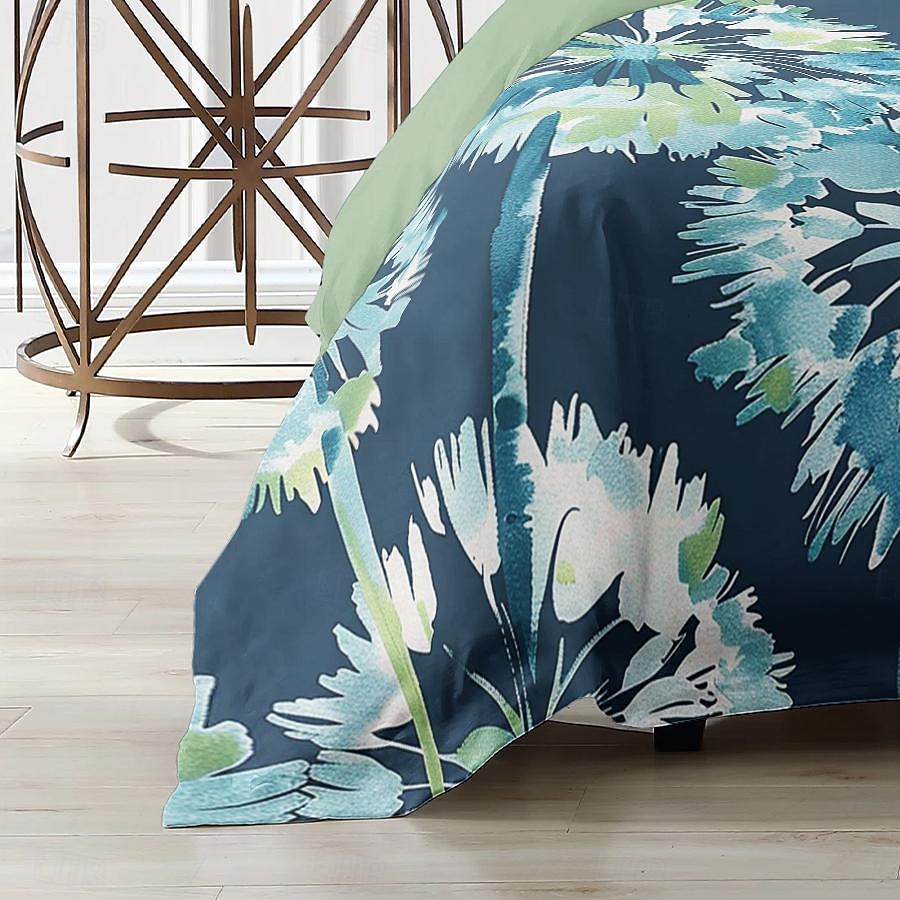 blått bläck illustration blomma 3-delat påslakanset för hotellrum gästrum hotell sängkläder bekvämt set 1 påslakan 2 örngott 2025 - $60.99 –P12