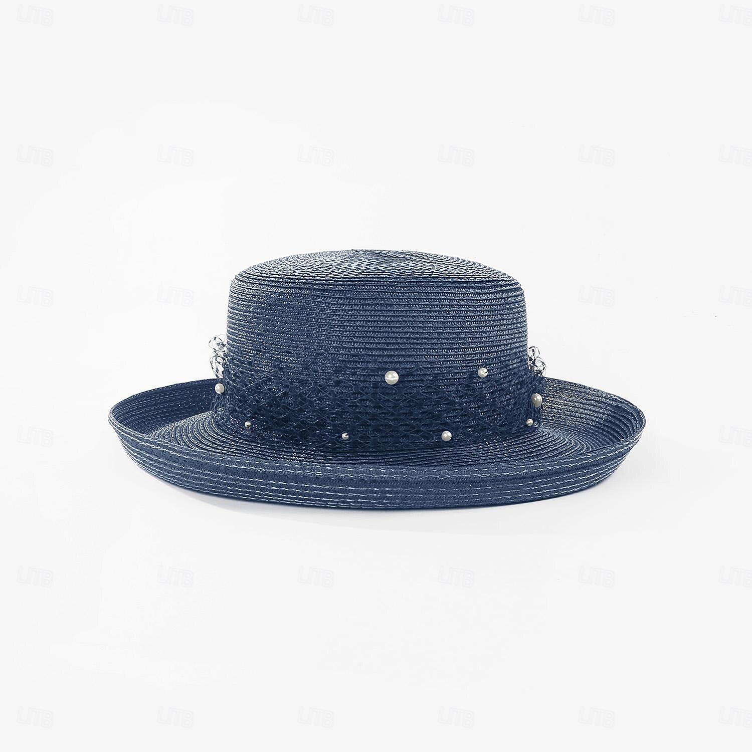 cappelli bombetta in fibra / cappello a cloche cappello a secchiello cappello floscio matrimonio spiaggia matrimonio elegante con copricapo in tulle con perle finte del 2025 a $36.99 –P9