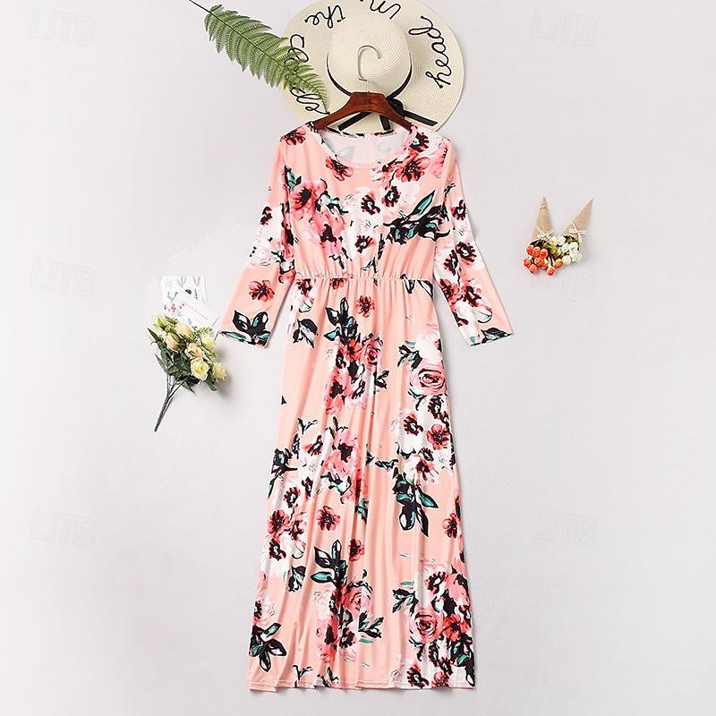 Mommy and Me Dresses Graphic Home Black White Pink Long Sleeve Mommy And Me Outfits Daily Matching Outfits 2026 - $13.99 –P9