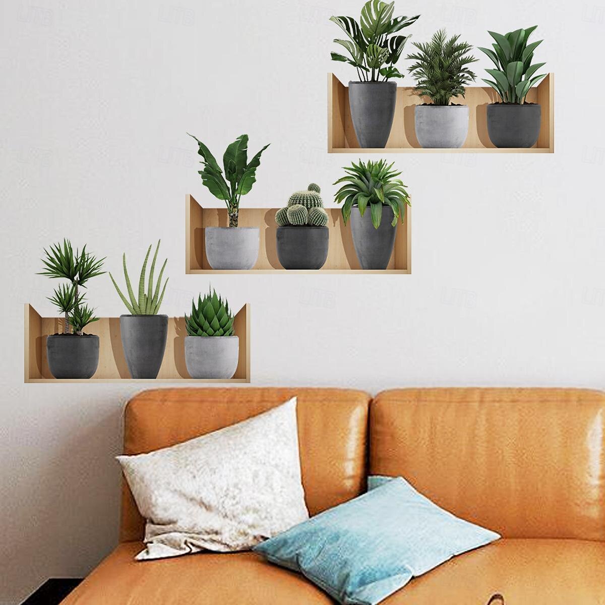 Self-Adhesive 3D Plant Wall Stickers - Waterproof, Dirt-Resistant, Easy Peel-and-Stick Decals for Living Room, Bedroom, Kitchen, and Office - Transform Your Home 2025 - $9.49 –P3