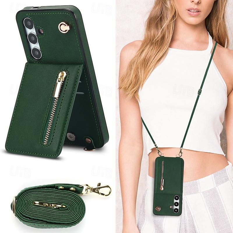 Phone Case For Samsung Galaxy S24 S23 S22 S21 S20 Ultra Plus FE S25 Ultra Back Cover Wallet Case Zipper with Lanyard Kickstand Retro TPU PU Leather 2025 - $23.99 –P4