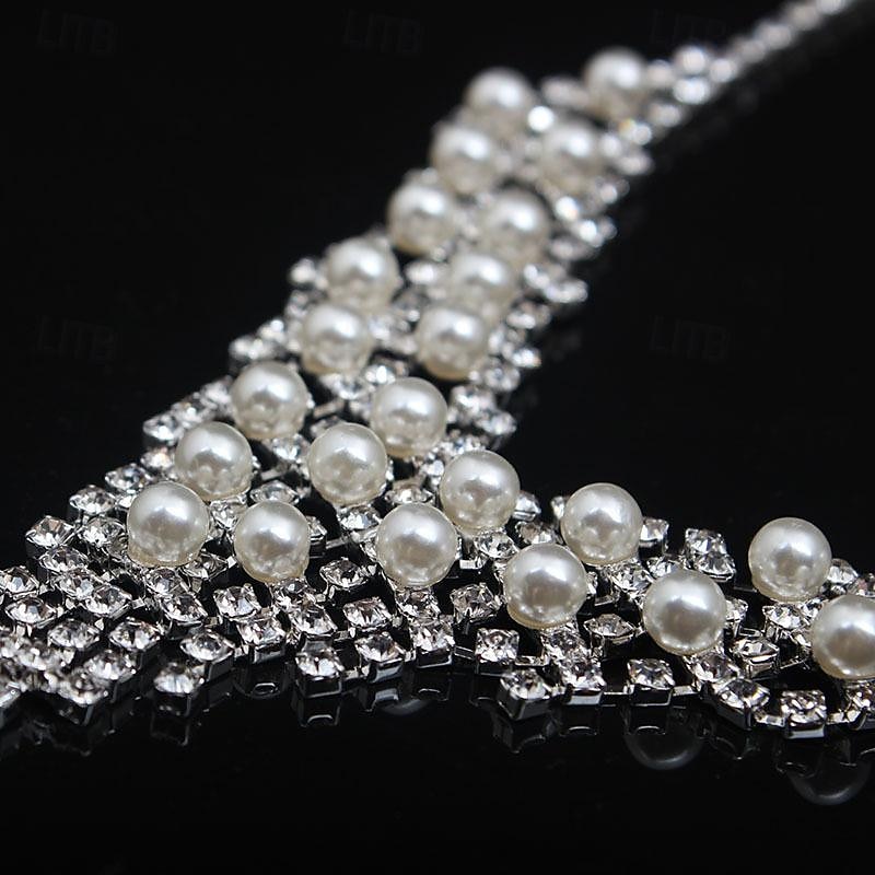 Smykke Sett 3 stk Imitert Perle Strass Øredobber Halskjeder Dame Elegant Årgang Mote geometriske Geometrisk Form Smykkesett Til Bryllup Fest jubileum 2025 - $20.99 –P1