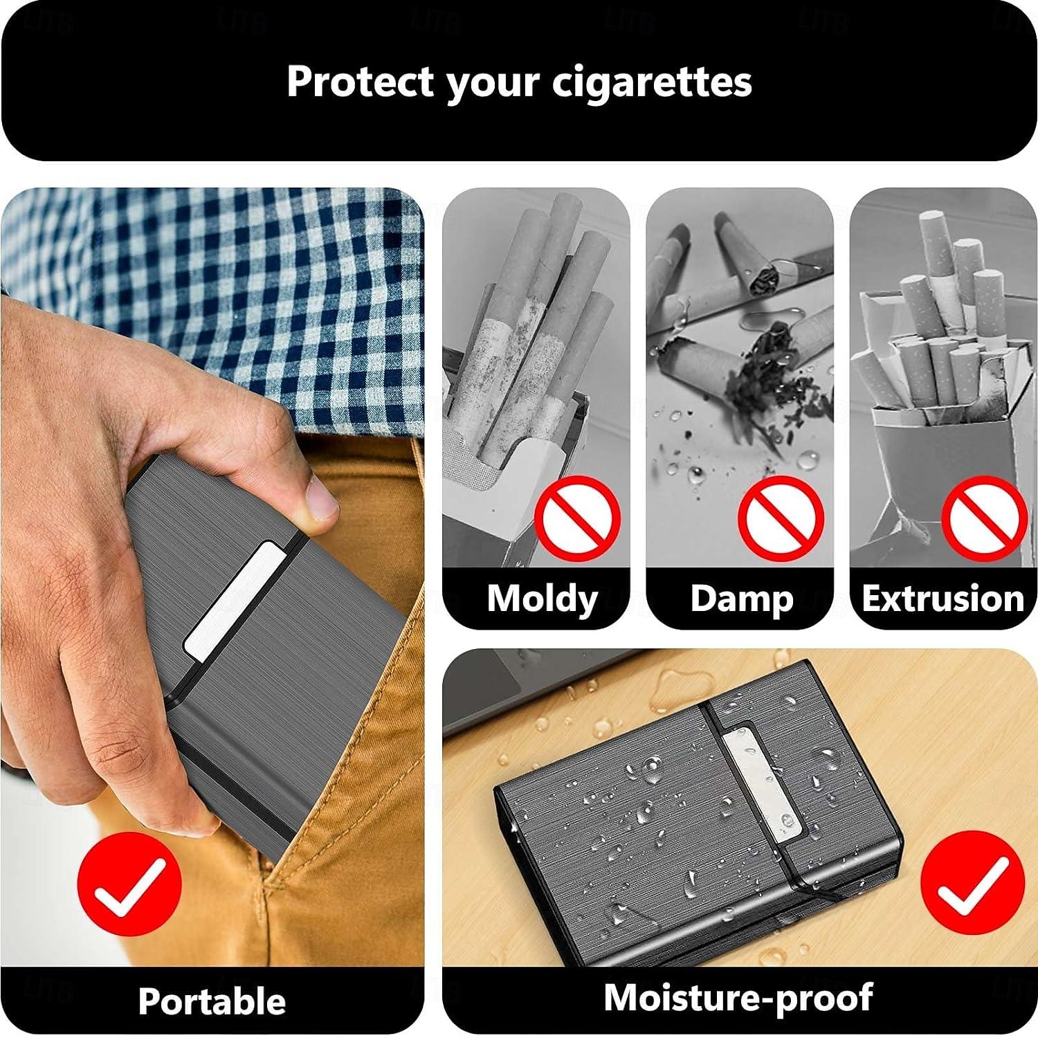 cigarettfodral i aluminiumlegering, 20-kapacitet, fukt- och krosstålig, unik present för män, konstruktion av metall aluminiumlegering snygg kreativ 2026 - $12.49 –P3