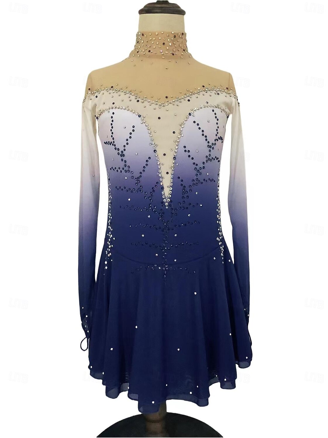 Kunstschaatsjurk Dames Voor meisjes Schaatsen Jurken Paars Fuchsia Donkerblauw Lapwerk Duimopening Netstof Spandex Rekbaar Opleiding Oefenen Professioneel Kunstschaatskleding Thermisch Warm Klassiek 2025 - $248.89 –P3