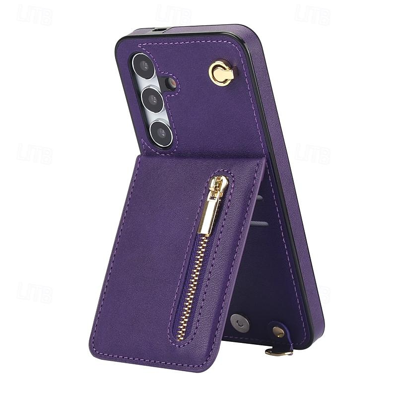 Phone Case For Samsung Galaxy S24 S23 S22 S21 S20 Ultra Plus FE S25 Ultra Back Cover Wallet Case Zipper with Lanyard Kickstand Retro TPU PU Leather 2025 - $23.99 –P13