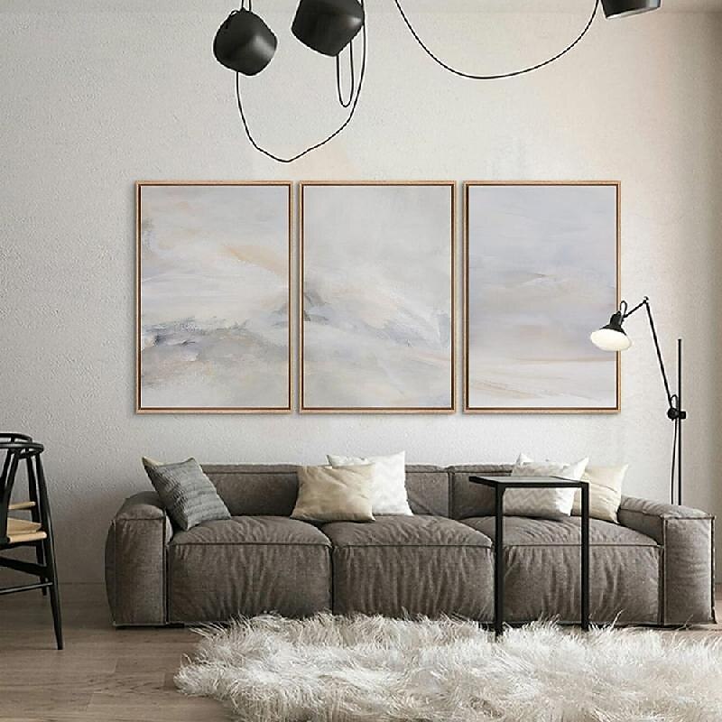 Handmade Wall Art Pastel painting handmade Abstract Gray Landscape Painting   Eclectic Minimalist Modern Art Neutral seascape Painting Wall Decor Framed Canvas Gray painting 2025 - $116.99 –P6