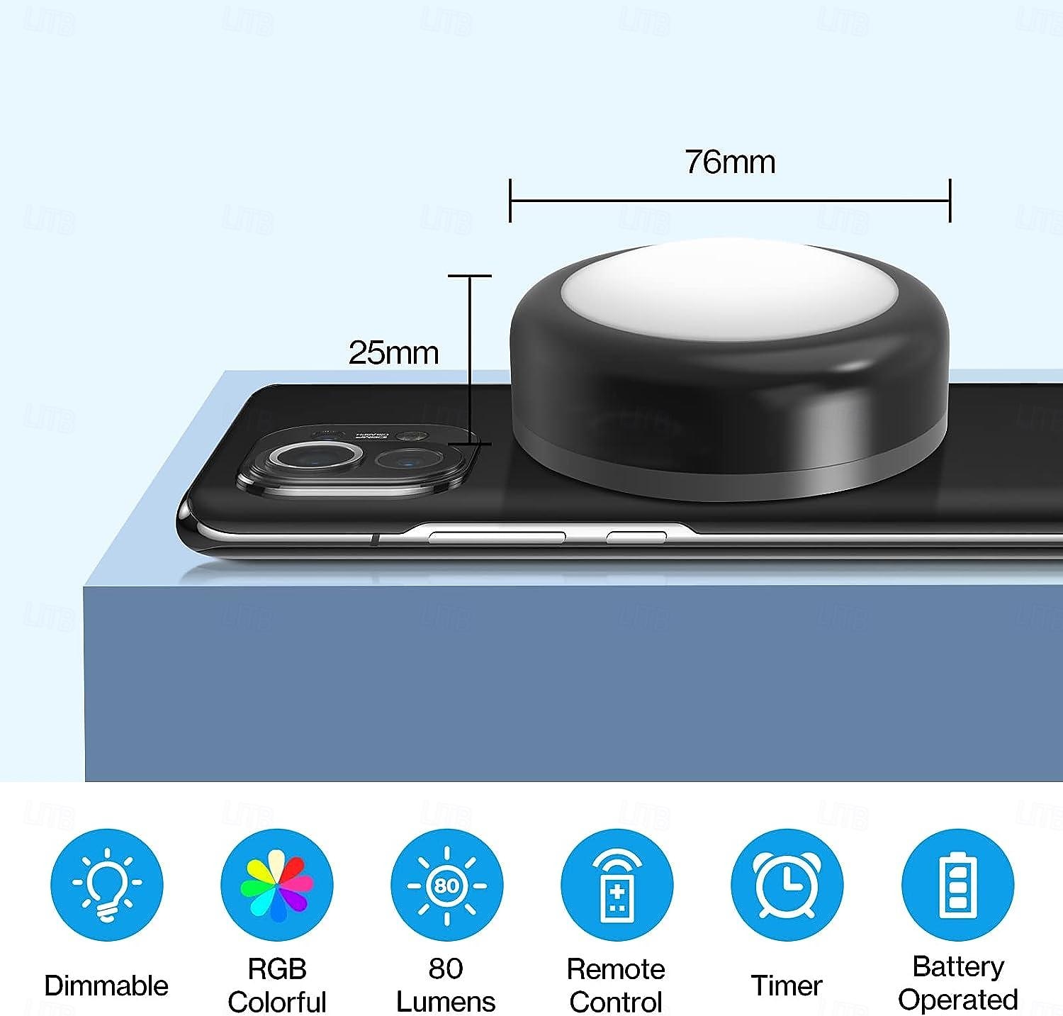φώτα led puck με τηλεχειριστήριο, φωτισμός κάτω από το ντουλάπι 13 χρωμάτων ασύρματα φώτα ντουλάπας με δυνατότητα αλλαγής μπαταρίας, φώτα ώθησης κολλήματος, αλλαγή χρώματος κάτω από τα φώτα 2025 - $17.99 –P1