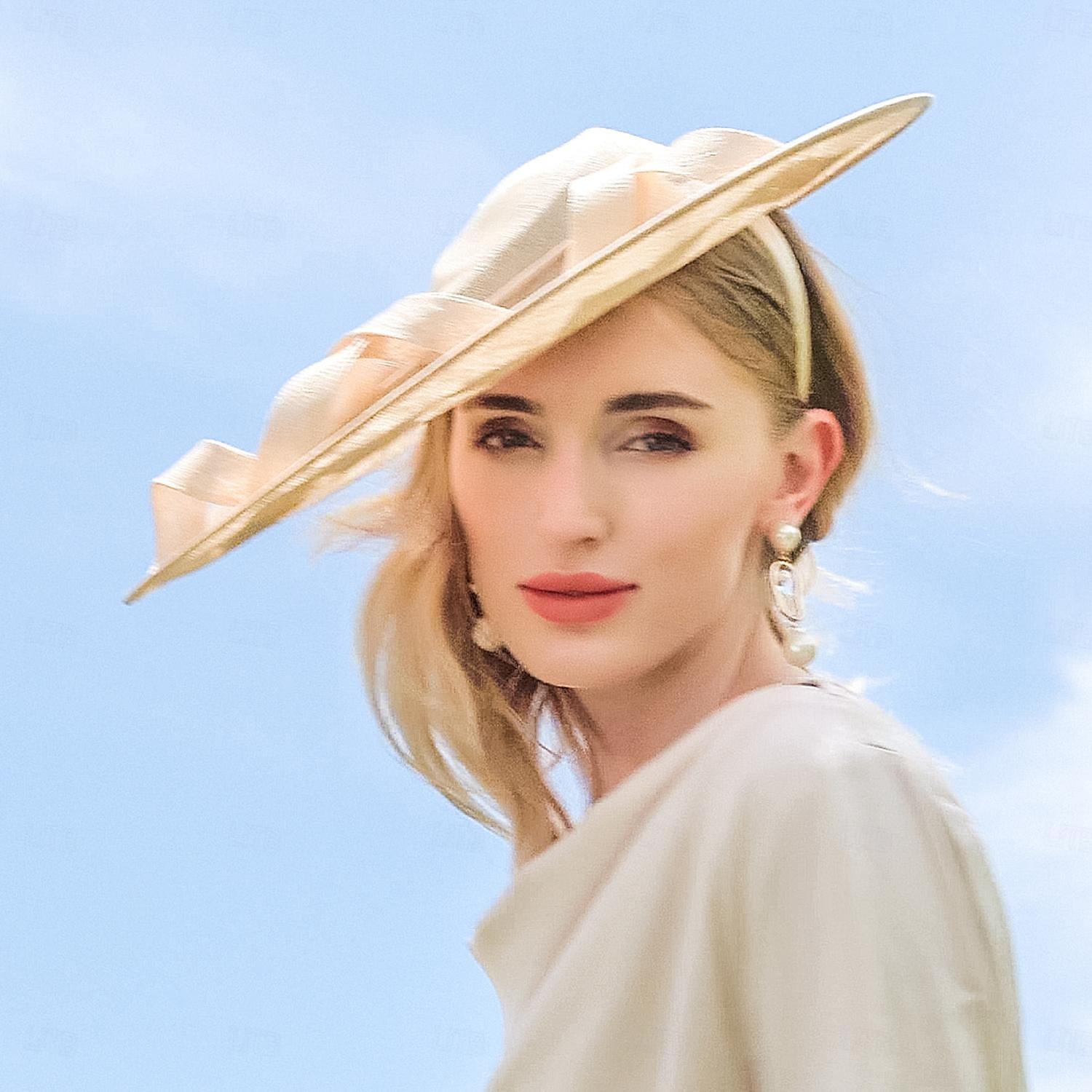 pannebånd hatter lin bowler / cloche lue bøtte lue solhatt bryllup teselskap elegant bryllup med fjær sløyfe hodeplagg hodeplagg 2025 - $50.99 –P4