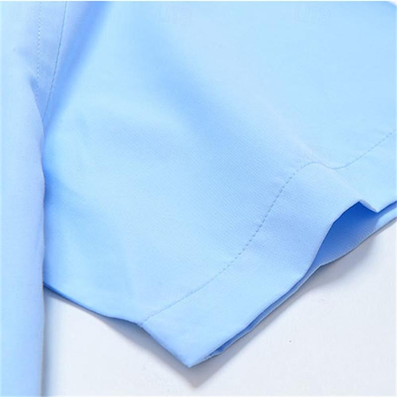Herr Skjorta Button Down skjorta Rutig Bröllop Utomhus Blå Himmelsblå Kortärmad Nedvikt Sommar Vår Kläder 2025 - $22.99 –P3