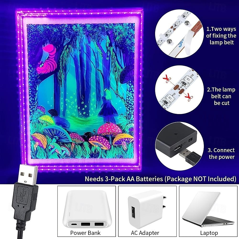 Waterproof LED UV Black Strip Light Purple LED Light Strip USB Interface with Switch or Battery Box SMD2835 380-400NM UV LED No-waterproof Black Light Lamp Suitable for Fluorescent Dance and UV Body Coating 2025 - $8.49 –P6