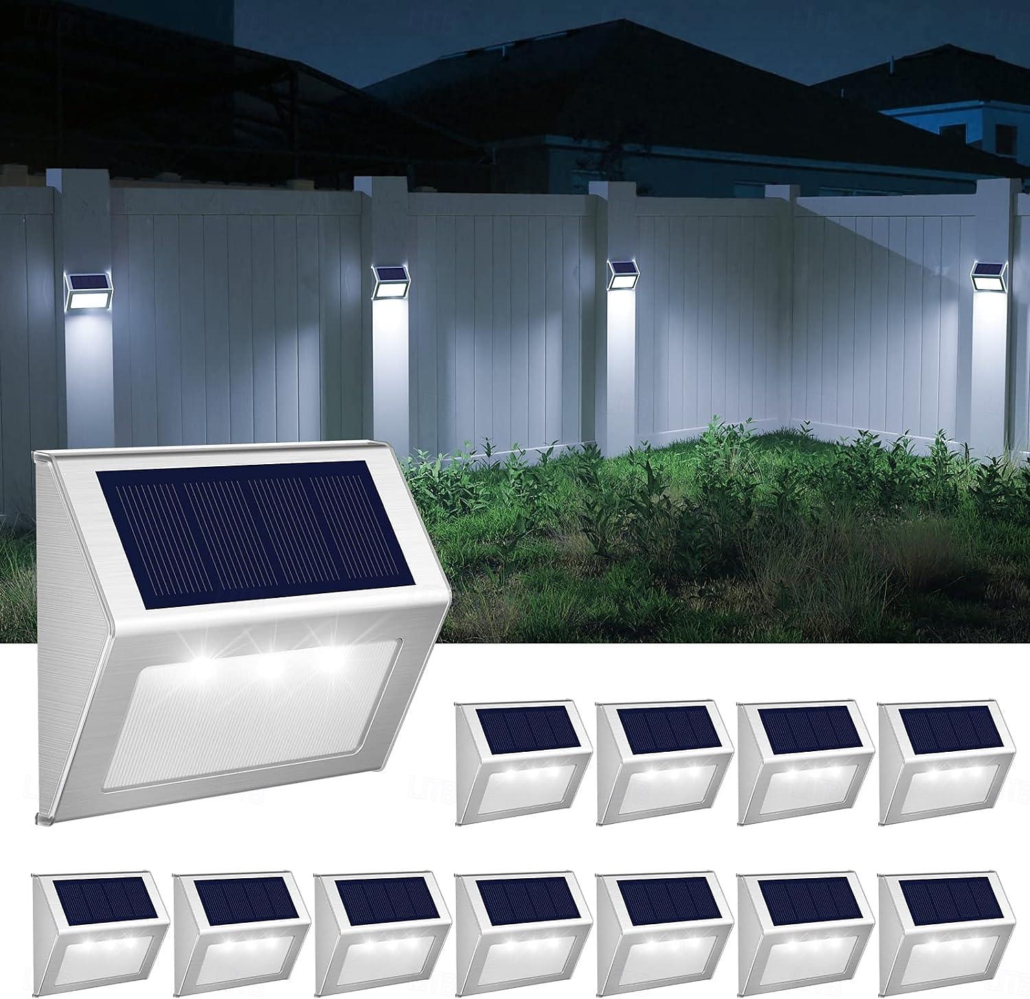 Luz de paso LED solar, luz de cubierta impermeable al aire libre luces de cerca solar luz de pared para patio cubierta jardín esquina casa garaje patio porche escalera iluminación 1/2/4/6/12 piezas 2025 - $11.49 –P2