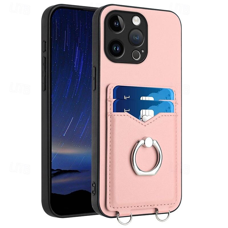 teléfono Funda Para iPhone 16 15 14 Pro Max Plus iPhone 13 12 11 Pro Max Mini Funda Trasera Soporte para Anillo Ranura para tarjetas Antigolpes Retro TPU Metal Cuero de PU 2025 - $14.99 –P2