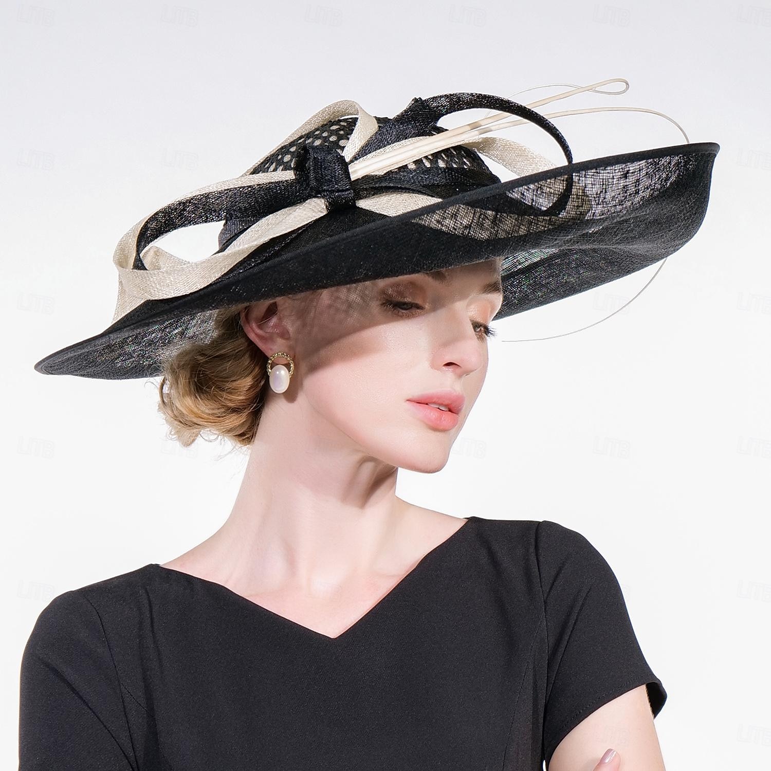 2026年 帽子 シナメイ ボウラーハット / クローシュハット サンハット トップハット ウェディング ティーパーティー エレガントなウェディング 羽根付き 蝶結び ヘッドピース ヘッドウェア  コレクション – $120.99 –P1