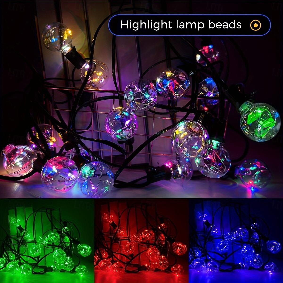 G40 Solar String Lights, Outdoor Waterproof Colorful String Light with Remote Control for  Courtyard Garden Wedding Festival Decoration Light String 2026 - $75.99 –P3