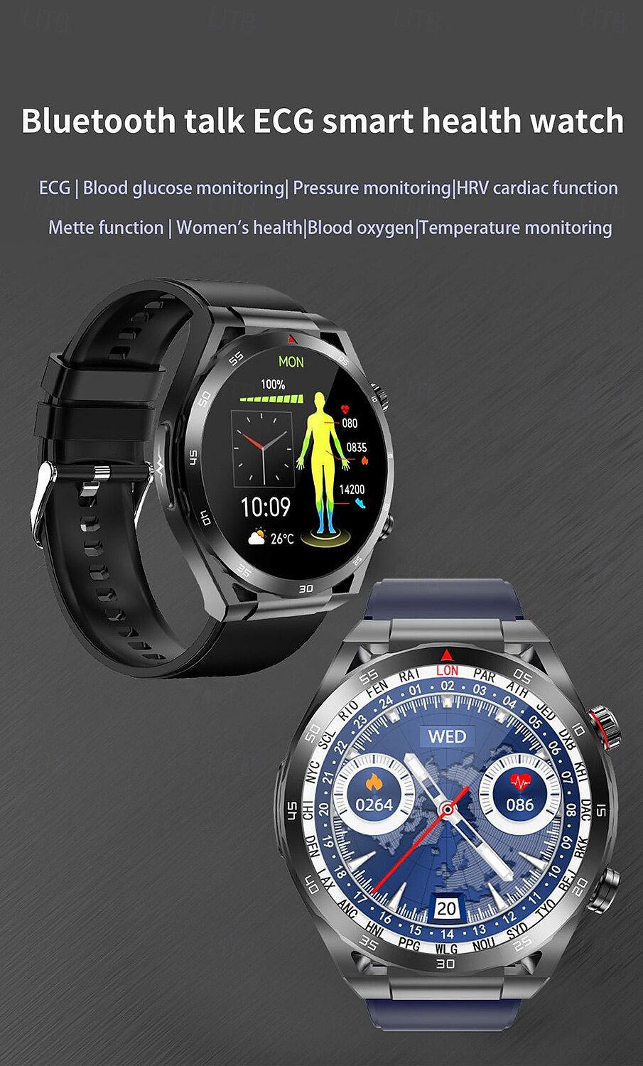 iMosi ET450 Smart Watch 1.39 inch Smartwatch Fitness Running Watch Bluetooth ECG+PPG Temperature Monitoring Pedometer Compatible with Android iOS Women Men Long Standby Hands-Free Calls Waterproof IP 2025 - $71.99 –P1