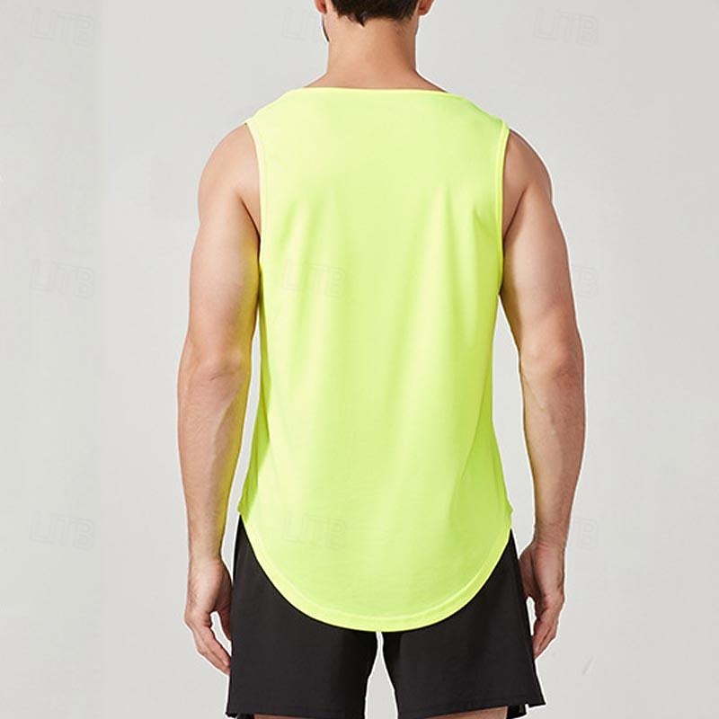 Voor heren T-shirt Wandelvest Mouwloos Strakke ronde hals Singlet Mouwloos shirt Vesttopje Buiten Sneldrogend Zacht Zweetafvoerend Polyester Zwart Oranje Groen Klimmen Kamperen / wandelen / grotten 2025 - $13.49 –P6