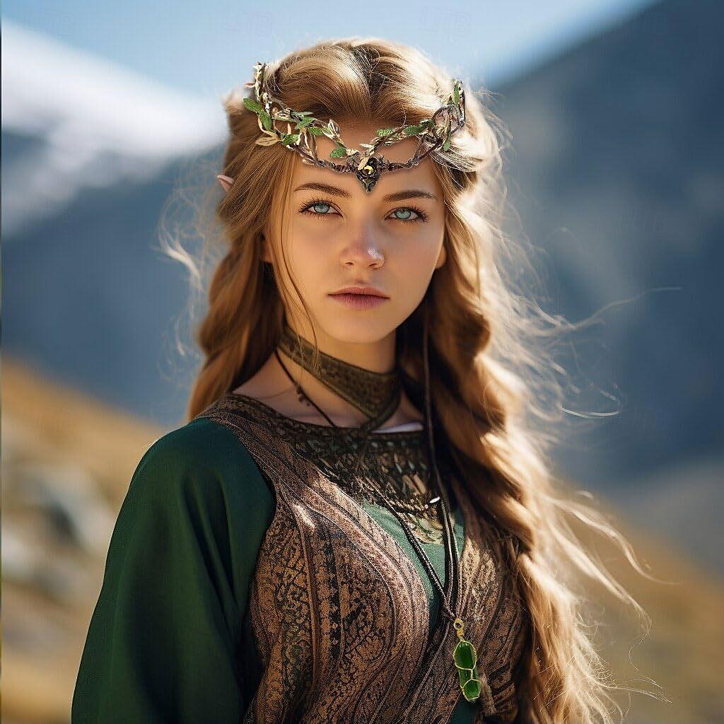 Floral Medieval Renacimiento Tocados Collar Orejas Hada élfico Mujer Fantasía Víspera de Todos los Santos Carnaval Mascarada Fiesta / Noche Adulto Más Accesorios 2025 - $20.99 –P2