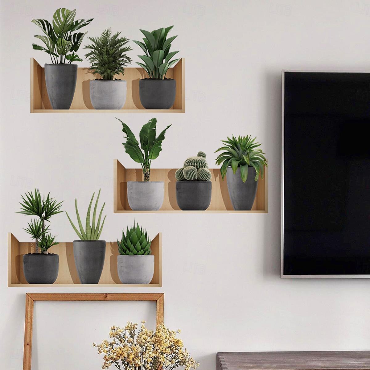 Self-Adhesive 3D Plant Wall Stickers - Waterproof, Dirt-Resistant, Easy Peel-and-Stick Decals for Living Room, Bedroom, Kitchen, and Office - Transform Your Home 2025 - $9.49 –P1