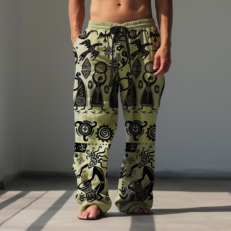 Férfi Nyomtatott Alkalmi nadrág Közepes csípő Hawaii Etnikai stílus Szabadság Egyenes lábbal Nyár Tavasz 3D nyomtatás Fekete Barna Lóhere 2025 - $25.99 –P7