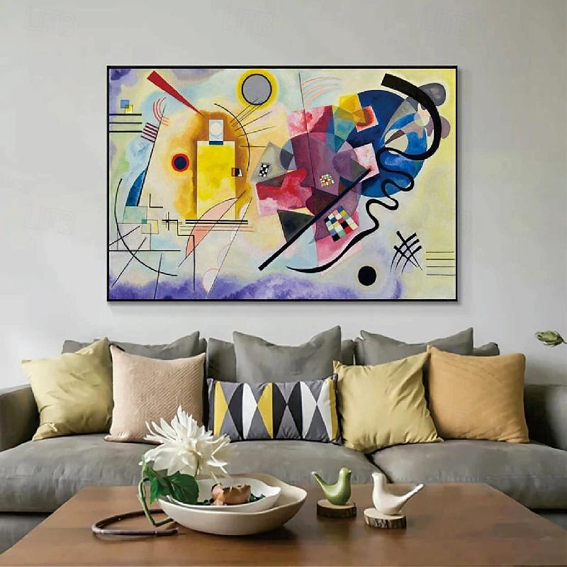 ruční práce žlutá červená modrá olejomalba od wassily Kandinsky olejomalba umělecká díla obrovská malba na plátně velká abstraktní olejomalba domácí výzdoba 2025 - $125.99 –P5