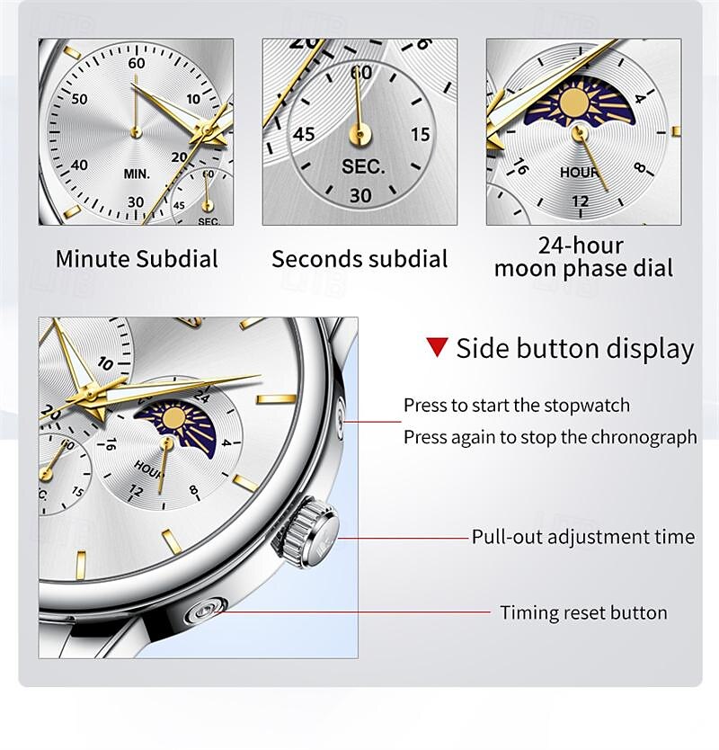 New Olevs Brand Business Men'S Watch Luminous Chronograph 24-Hour Indication Fashion Trend Leisure Multifunction Quartz Watch Steel Belt Waterproof Sports Men'S Wristwatch 2025 - $31.99 –P4