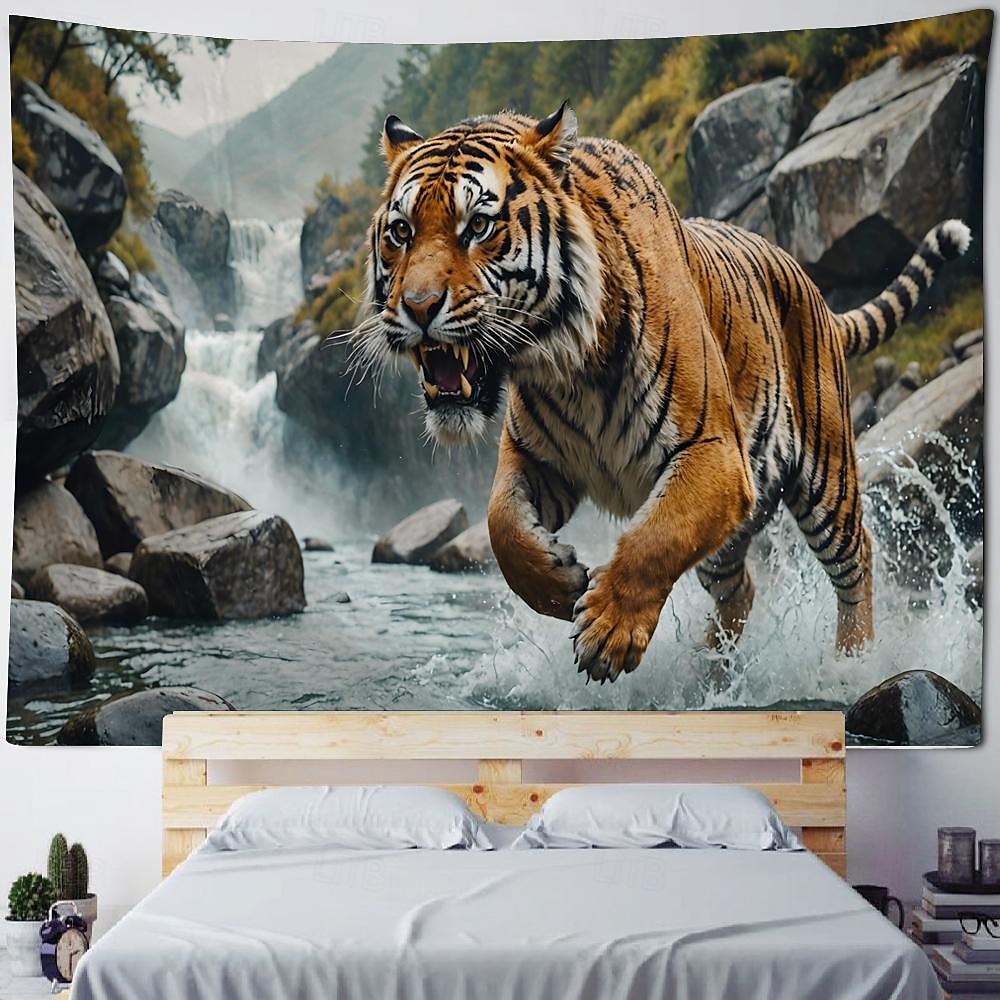 tigerskog hängande gobeläng väggkonst stor gobeläng väggmålning dekor fotografi bakgrund filt gardin hem sovrum vardagsrum dekoration 2025 - $16.99 –P4