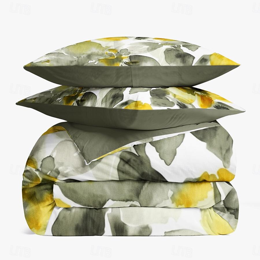 Yellow Floral 3-Piece Duvet Set for Summer Soft Skin Friendly Long Lasting 1 Duvet Cover 2 Pillowcases 2025 - $30.99 –P11